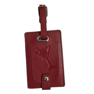 Fossil red leather cocktails luggage tag